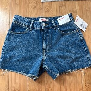 Wrangler Blue Jean Shorts with Frayed Hem